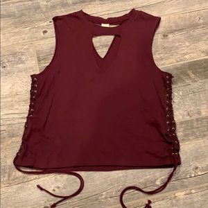 Darling Blue Burgundy Cotton Tank Top